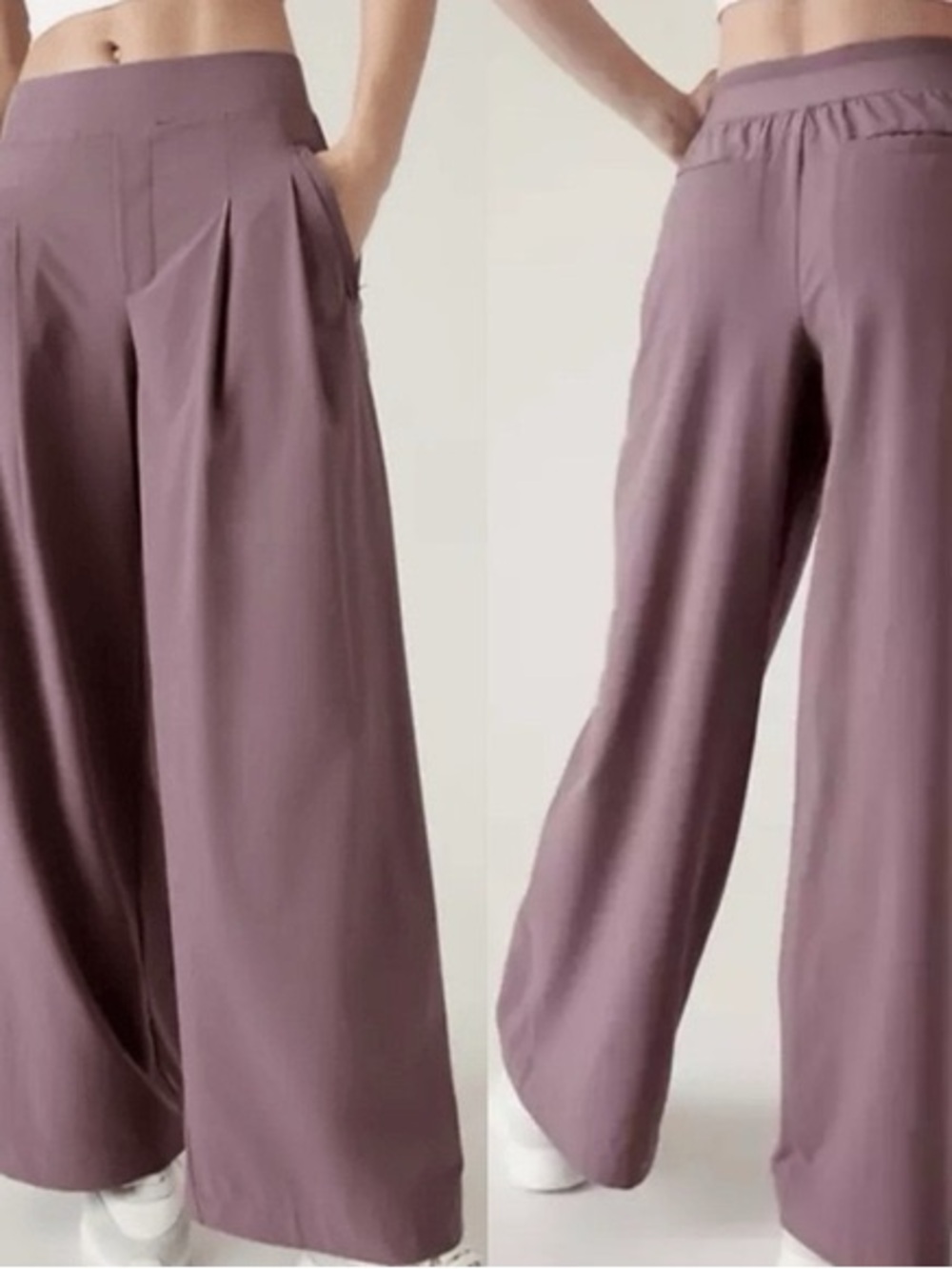 Athleta Brooklyn Heights Wide-Leg Pleated Women’s Pants — Mauve